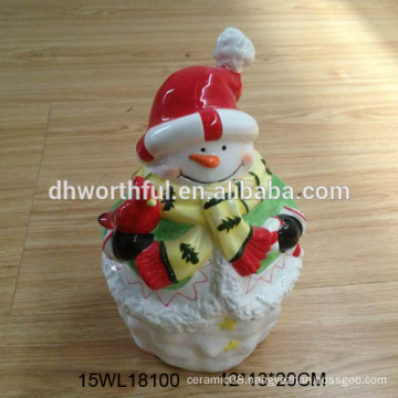 Ceramic snowman figurine for 2016 christmas promotion